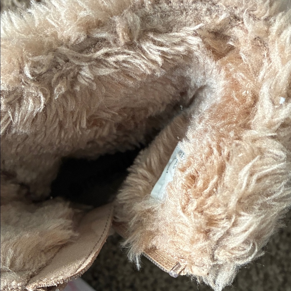 Cozy Tan Kids Boots with Pom Poms - Picture 11 of 11